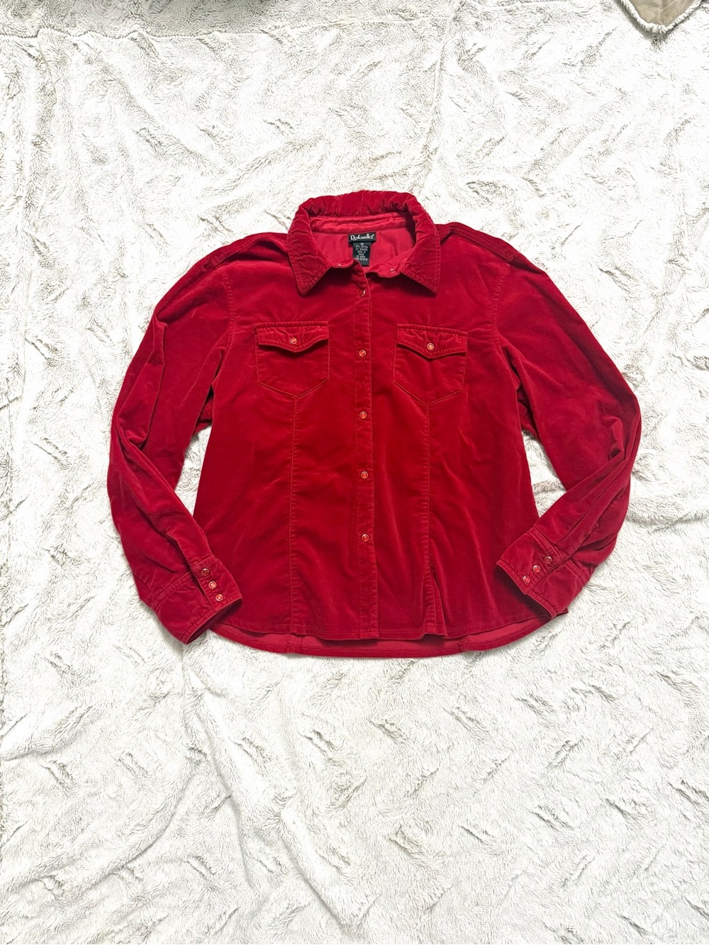 Rafaella Red Velvet Corduroy Shacket Button Down Shirt Size 10